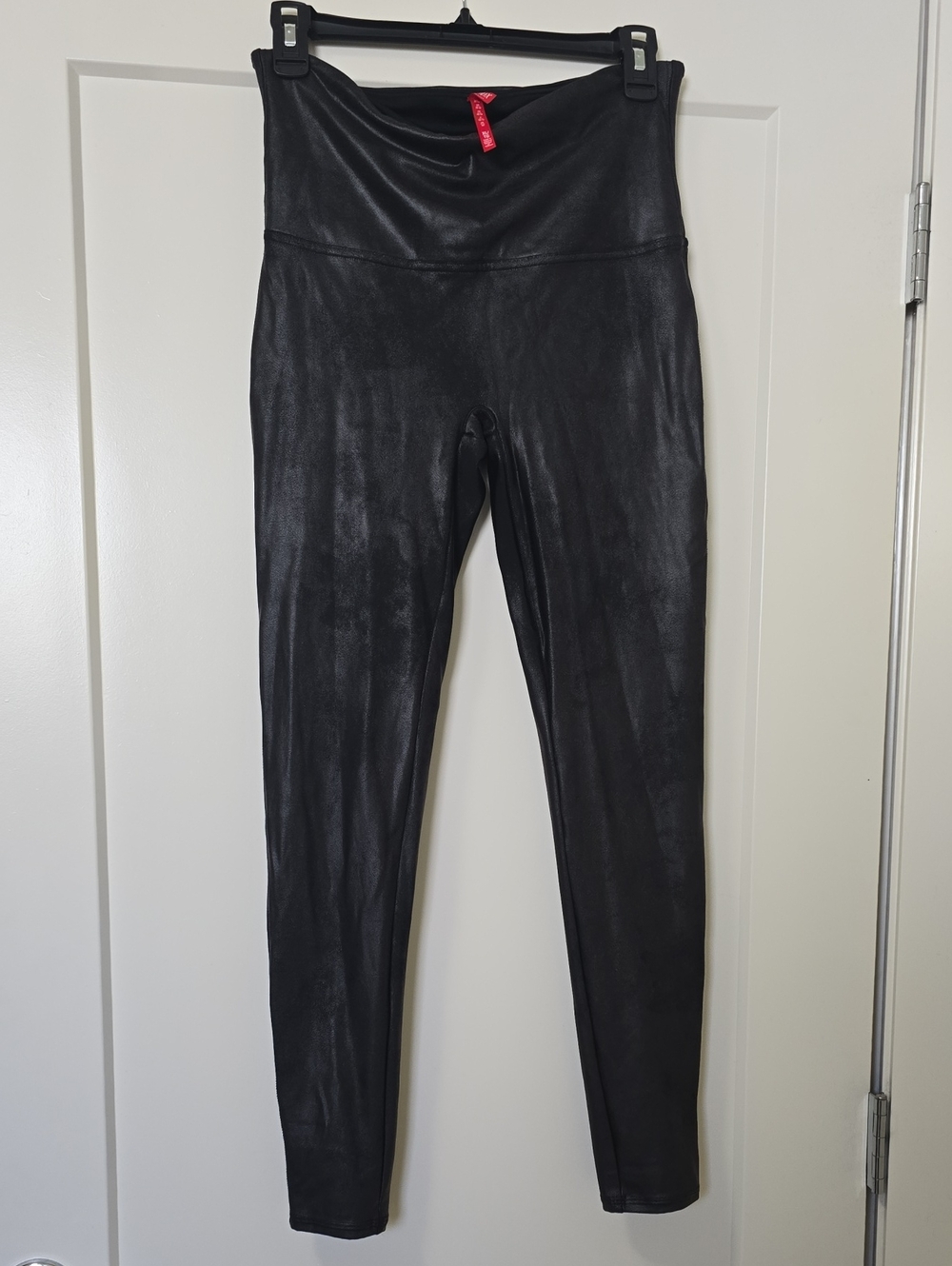 SPANX Black Faux Leather Leggings High Rise Size XL NWOT
